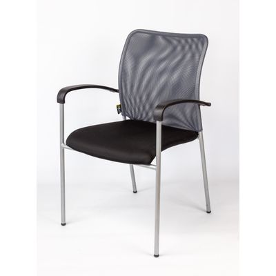 Chaise JULIA - avec accoudoirs - assise noire et dossier gris