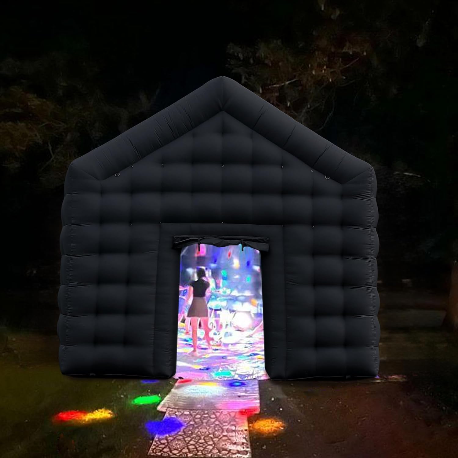 SAYOK Aufblasbares Disco-Zelt 5.4m Nightclub Party Cube Zelt Großes tragbares Veranstaltungshaus mit Logo-Bereich für Geburtstag, Schulveranstaltungen, Hinterhof-Party, Vermietung Geschäft (Black)