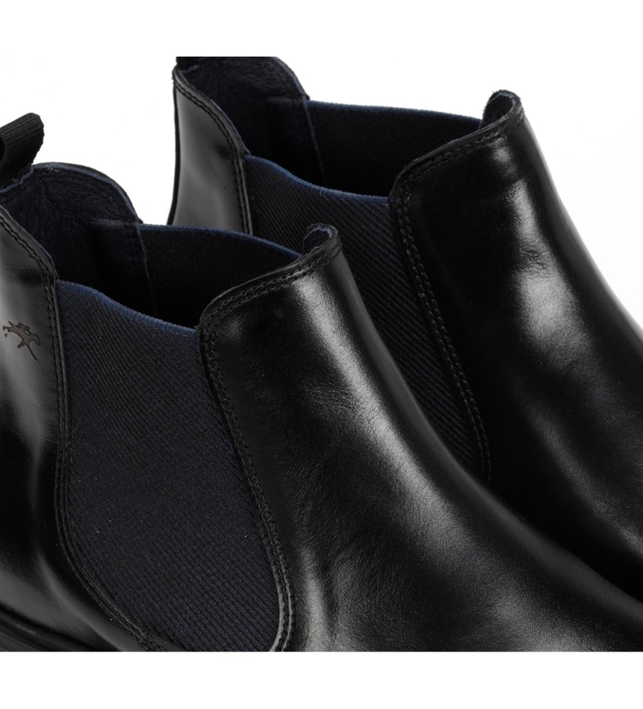 Botas de cano curto Fluchos em couro belga preto