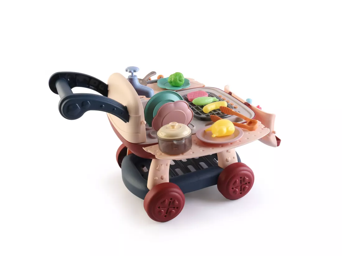 Cuisine pour Enfants 2 en 1 Circuit d'Eau Robincool Kitchen Cart 39x23x27 cm Caddie de Courses, Lumières 14 Accessoires