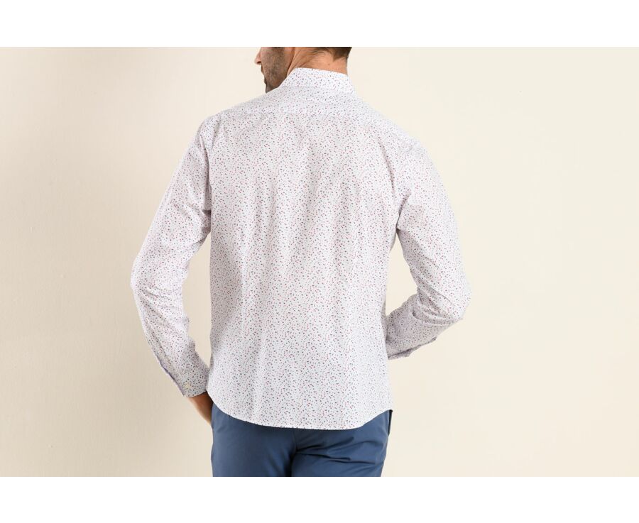 Chemise blanche coton imprimé rouge et bleu - RODRIGUES