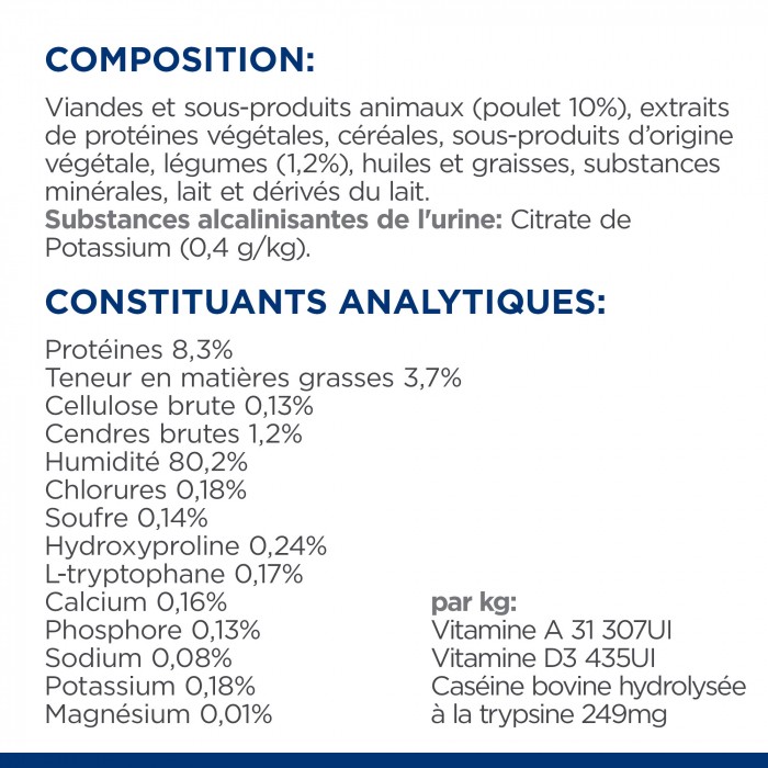 HILL'S Prescription Diet c/d Urinary Care Multicare Stress en Mijotés au Poulet - Pâtée pour chat