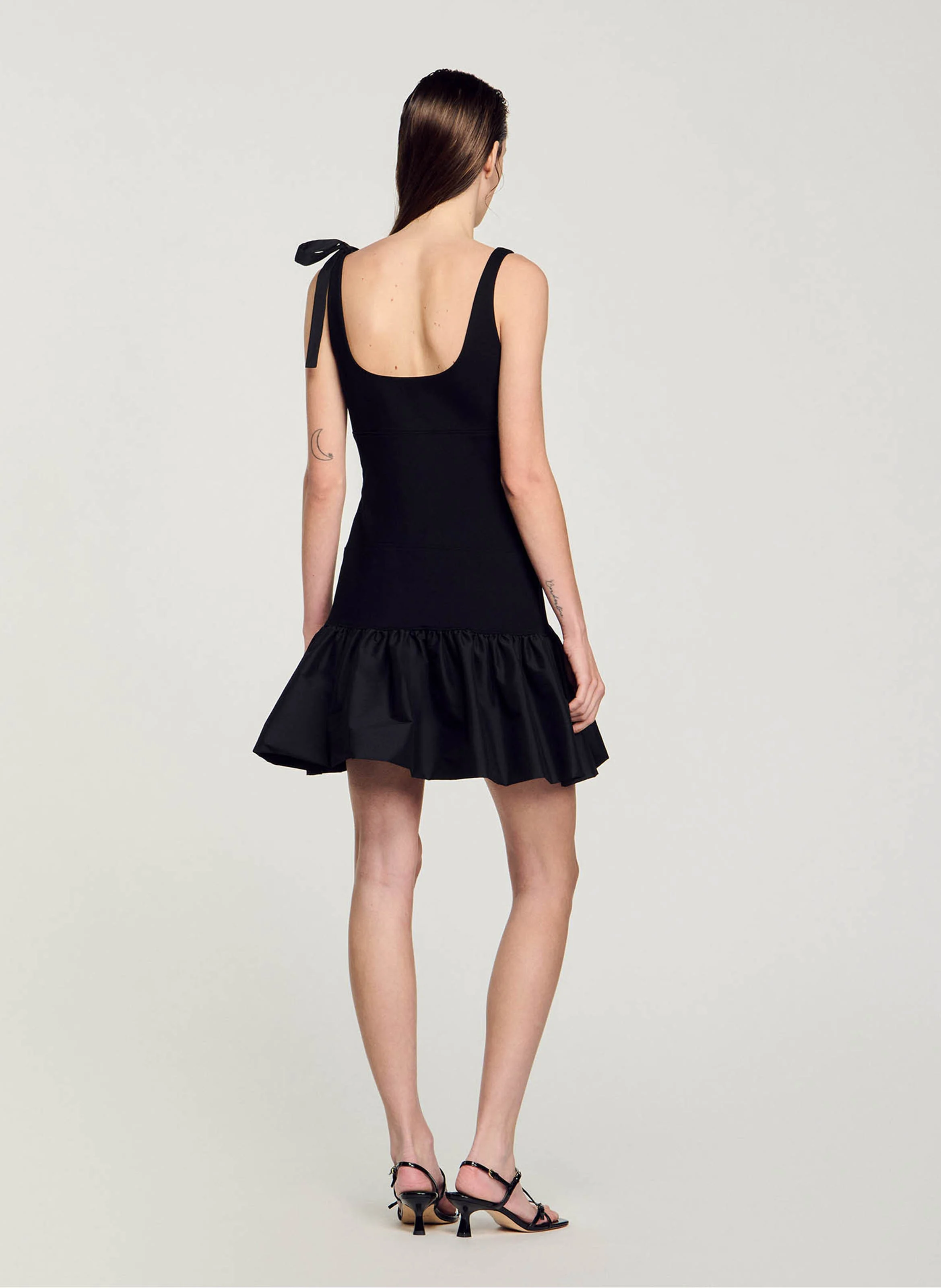 Robe courte bi matière| Noir