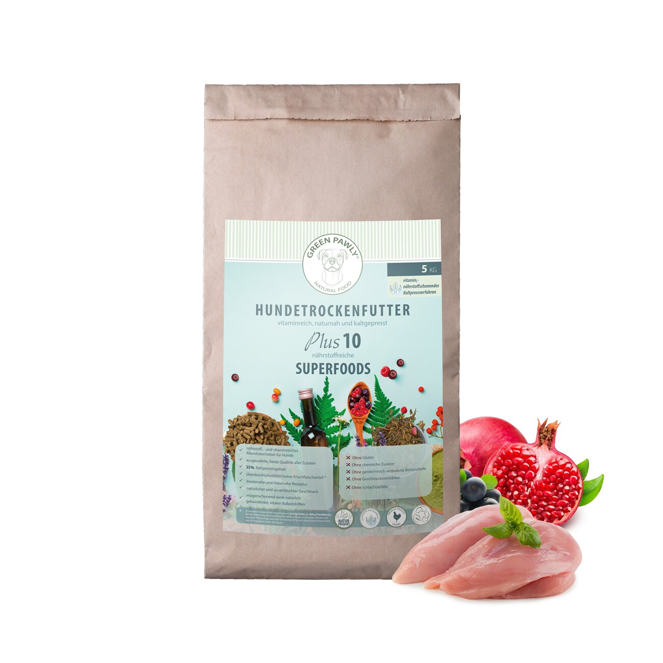 GREEN PAWLY ® Trockenfutter, Huhn Complete + 10 Superfoods 5 kg