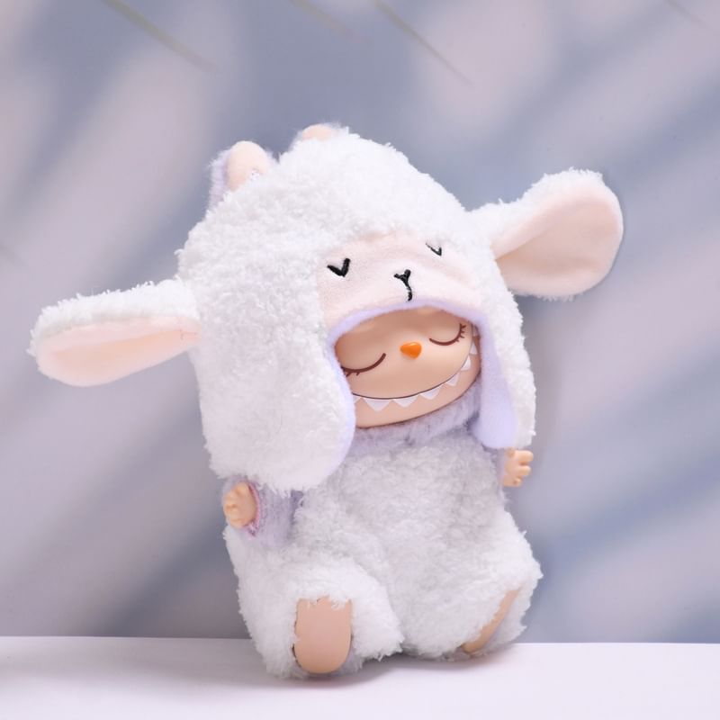 Miumi - Set: Dierenschaap Hoed + Kostuum Poppenkleding - 17cm