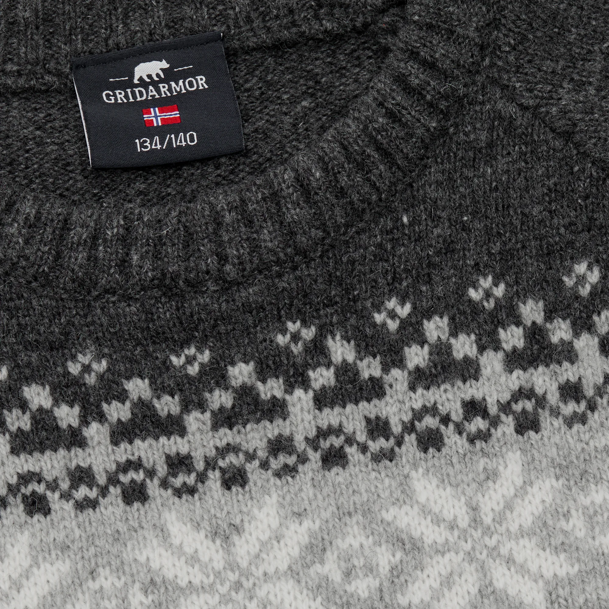 Gridarmor Kids' Snøkrystall Round Neck Ullgenser Light Grey/Dark Grey/White