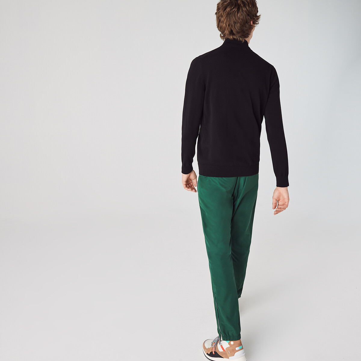 LACOSTE<br>Cardigã de algodão com zíper e gola alta