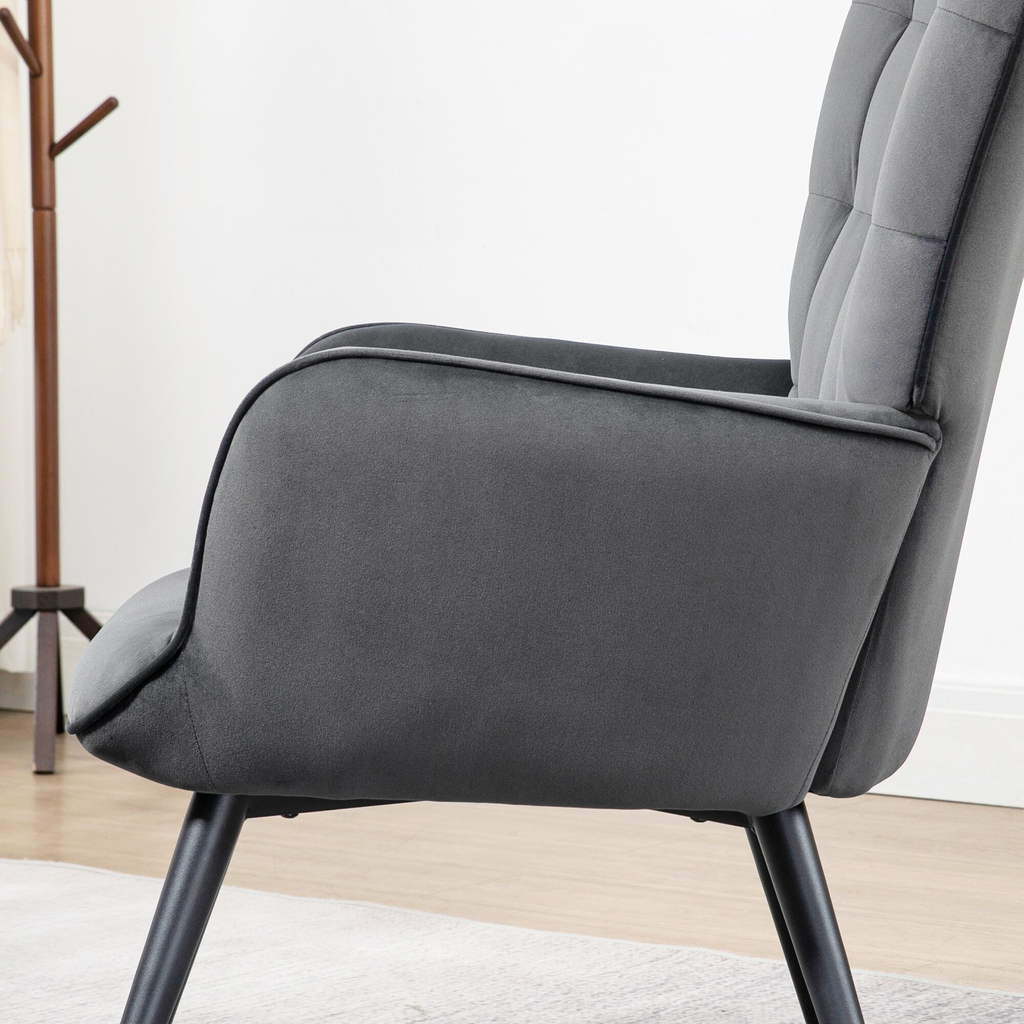 HOMCOM Polsterstuhl mit Fußhocker grau 73L x 77,5B x 98H cm