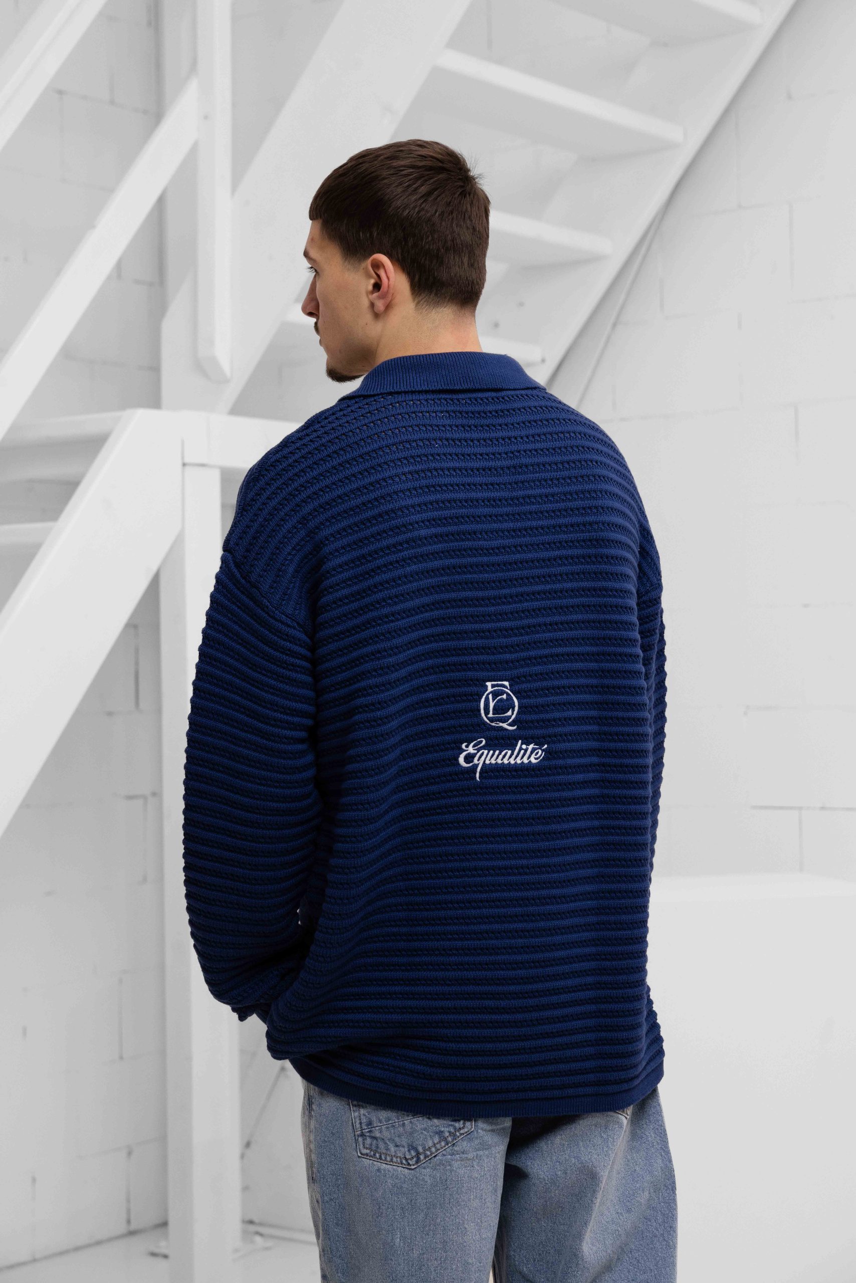 Equalité Heritage Rib Knit Polo Heren Donkerblauw
