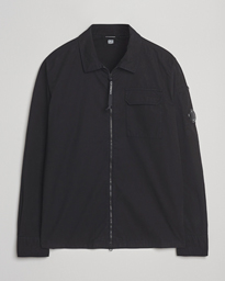 C.P. Company Organic Cotton Gabardine Zip Overshirt Black
