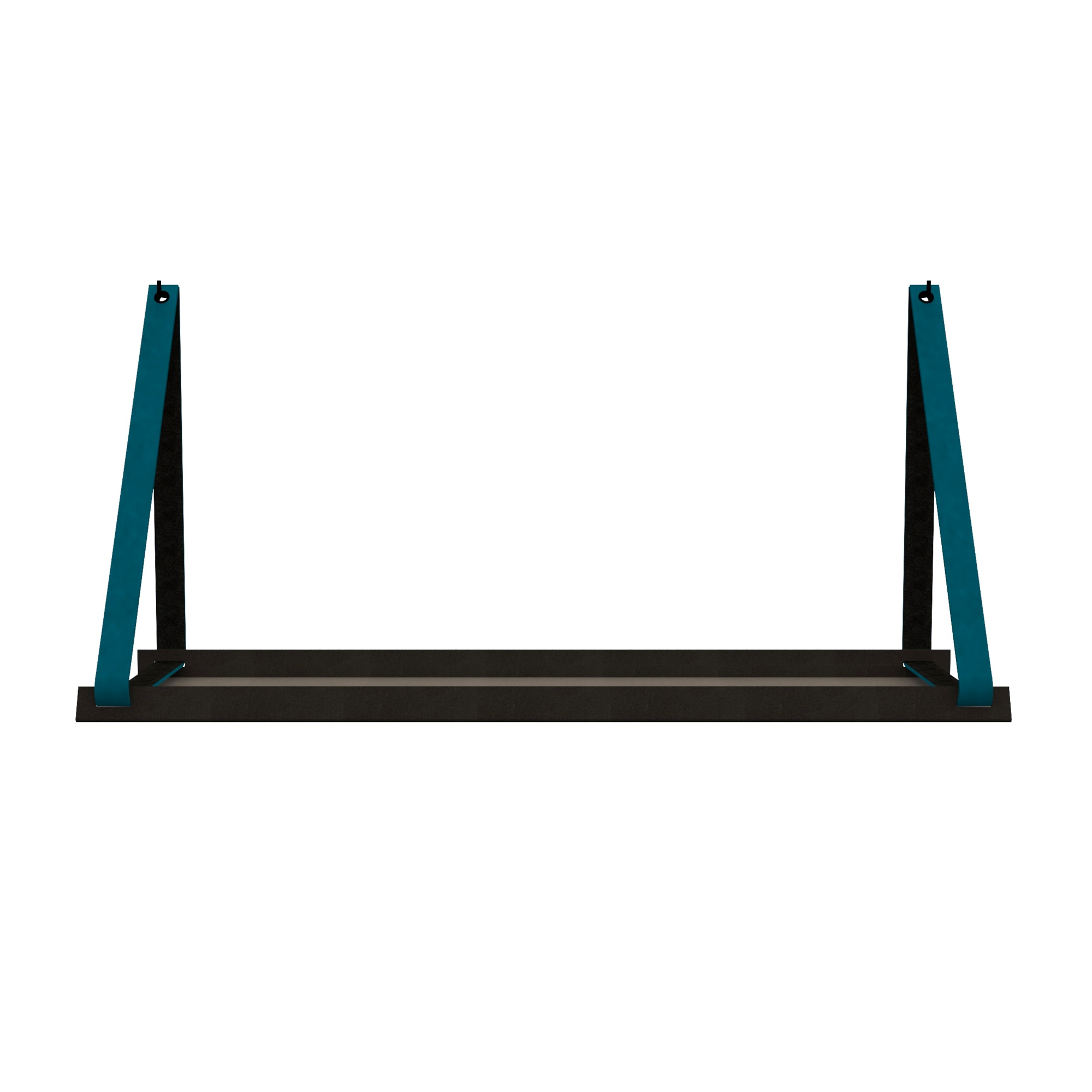 Stalen wandplank 98x20cm - incl. leren plankdragers Stalen wandplank met leren plankdragers - Petrol