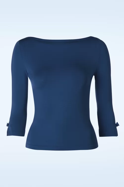 Banned Retro Modern Love Top in marineblauw