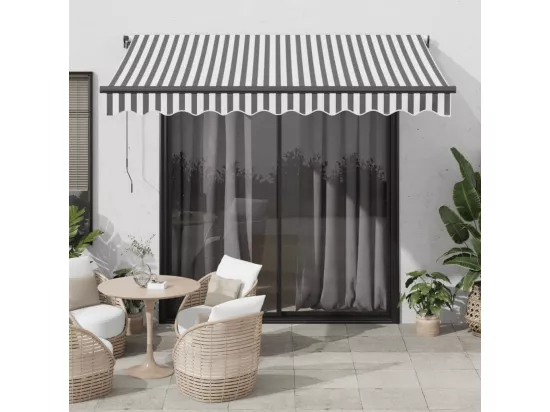 Auvent manuel rétractable avec LED anthracite blanc 300x250 cm