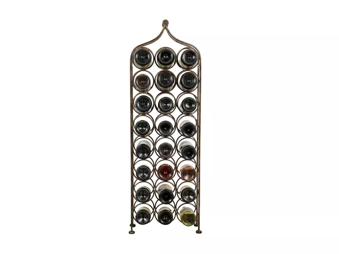 Porte-bouteille Vinique en fer forgé finition noir antique - 24 bouteilles - 36x16x106 cm