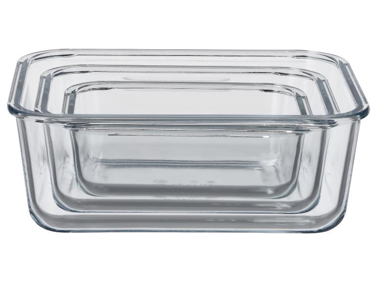 Set van 3 glazen vershoudbakjes