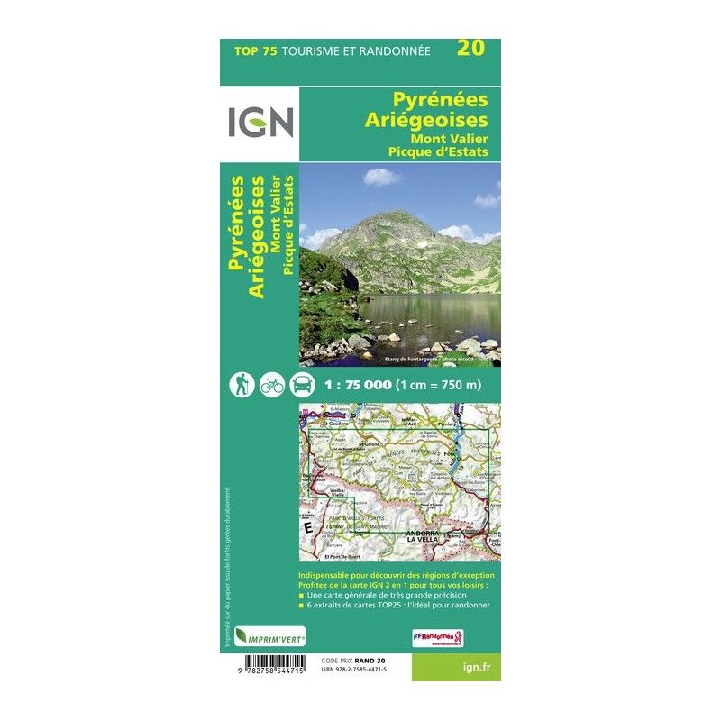 Pyrénées-Ariégeoises / Mont-Valier / Pic-D'Estats - Carte topographique