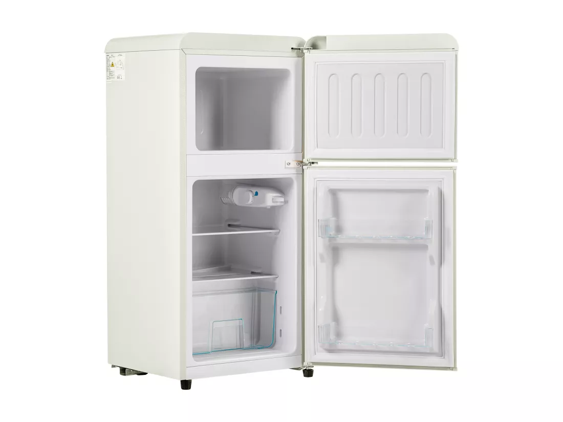 Réfrigérateur rétro. Réfrigérateur-congélateur combiné avec un volume total de 60 litres, un volume de congélateur de 22 litres
