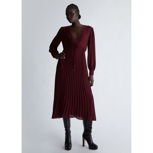 Liu Jo - Vestido a media pierna plisado Rojo