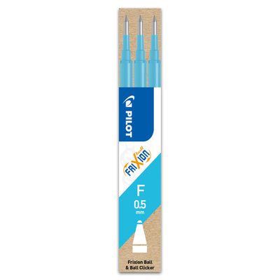 Pilot Frixion Ball - 3 Recharges pour rollers effaçables - 0,5 mm - turquoise