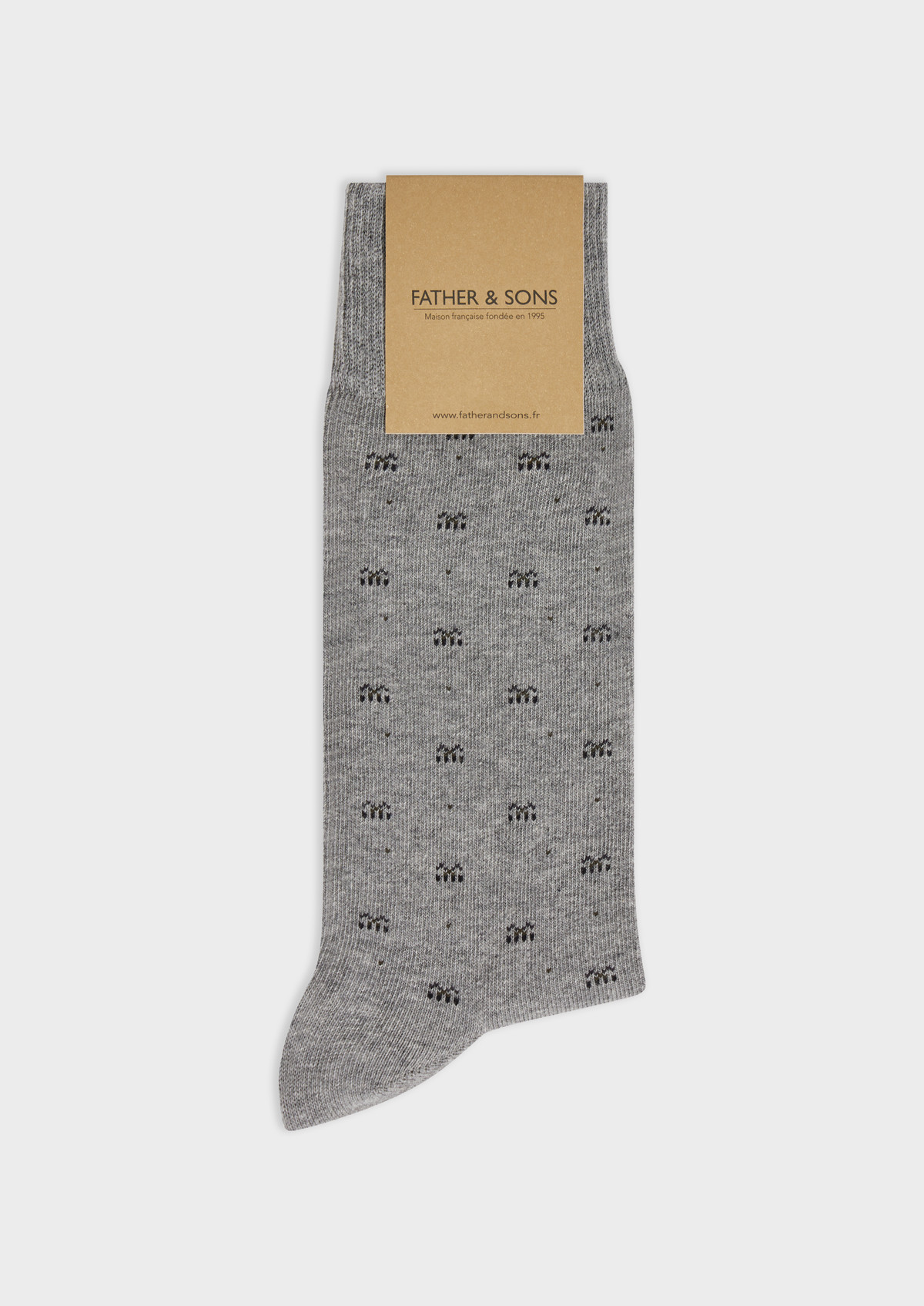 Chaussettes en coton mélangé gris à motif fantaisie anthracite, kaki et noir