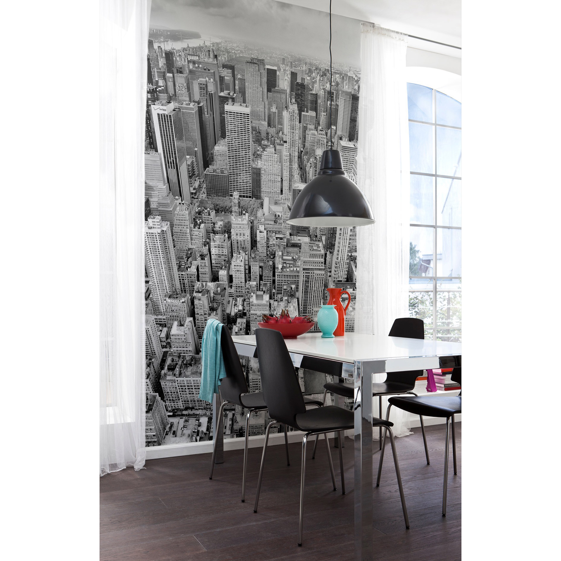 Vlies-Fototapete UPTOWN - grau-weiß - 200x260 cm
