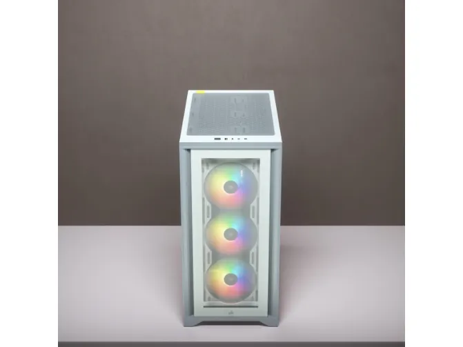 Corsair iCUE 4000X RGB – Miditower - ATX - ingen strømforsyning - Hvid - USB/Lyd