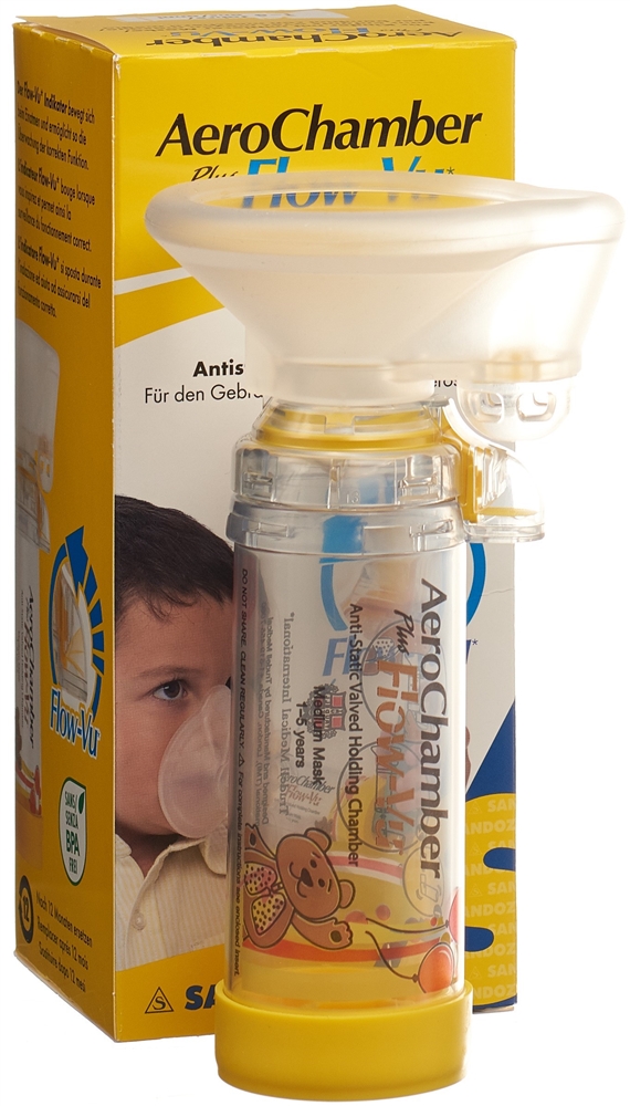 AEROCHAMBER PLUS Flow-Vu mit Maske (1-5 Jahre) gelb 1 Stk