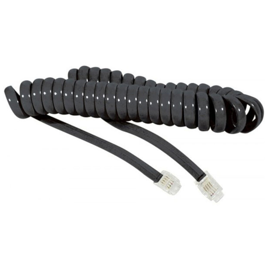 Câble RJ9 à spirale mâle/mâle (2 mètres) - (coloris noir)