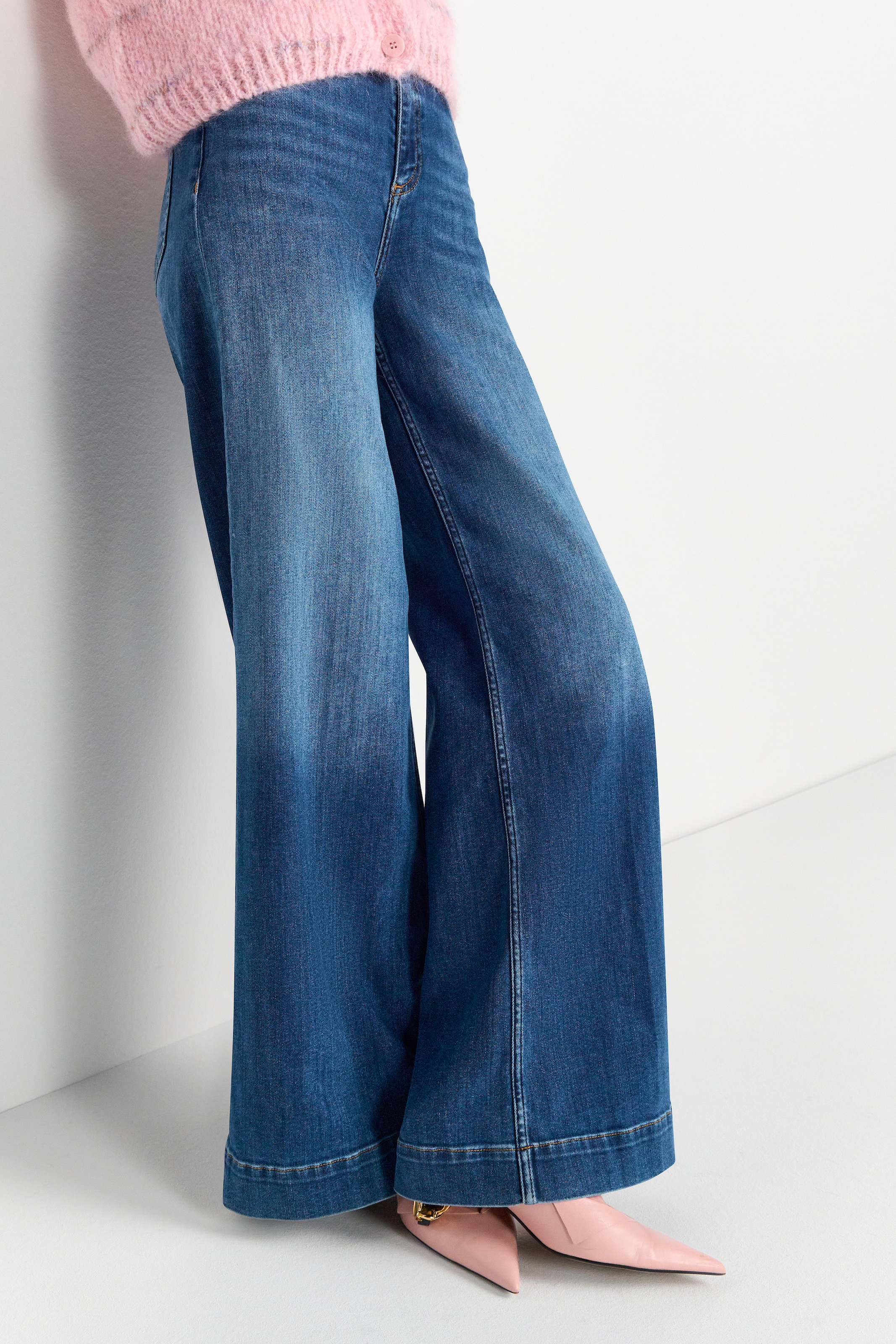 RICHROYAL Weite Jeans »NOS MR SC F Blue« Hoher Bund, weites Bein, dezente Waschung