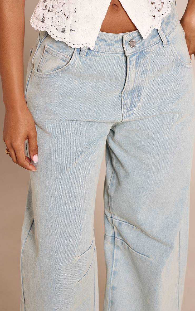 Bleu Clair Jean Barrel Petite Avec Détails De Coutures