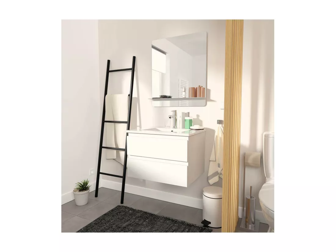 Meuble simple vasque blanc 60cm + vasque