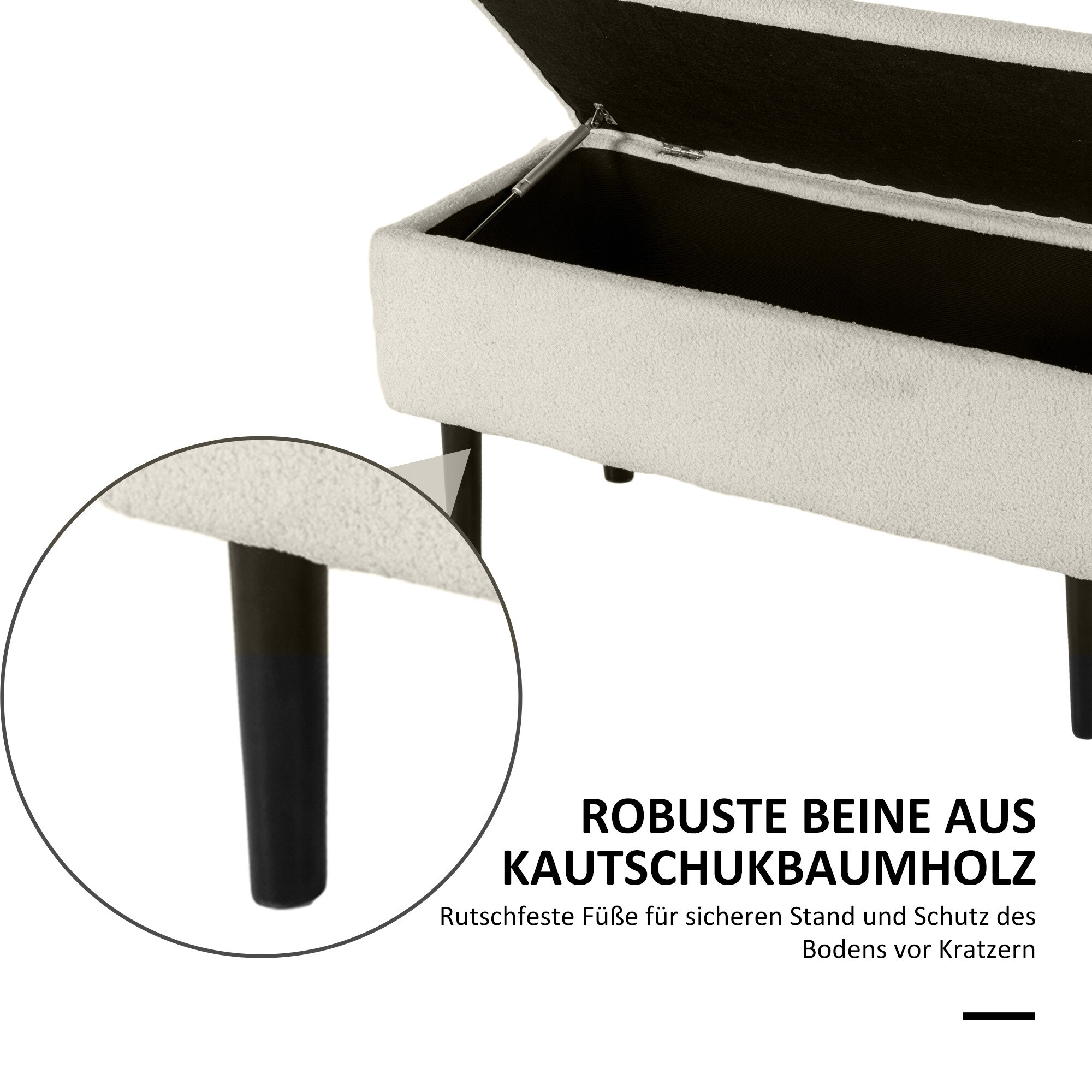 HOMCOM Sitzbank mit Stauraum weiß 95L x 38B x 45H cm