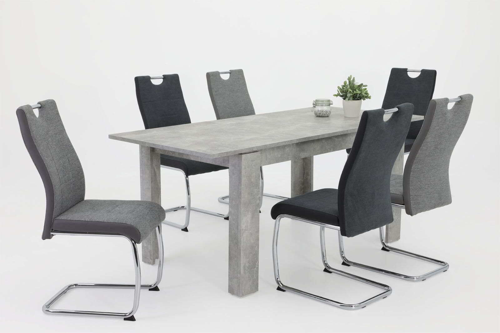 Stuhl ALINA, 2er-Set, mit Steppnähten, Bezug Webstoff, anthrazit, ca. 59 x 43 x 98 cm