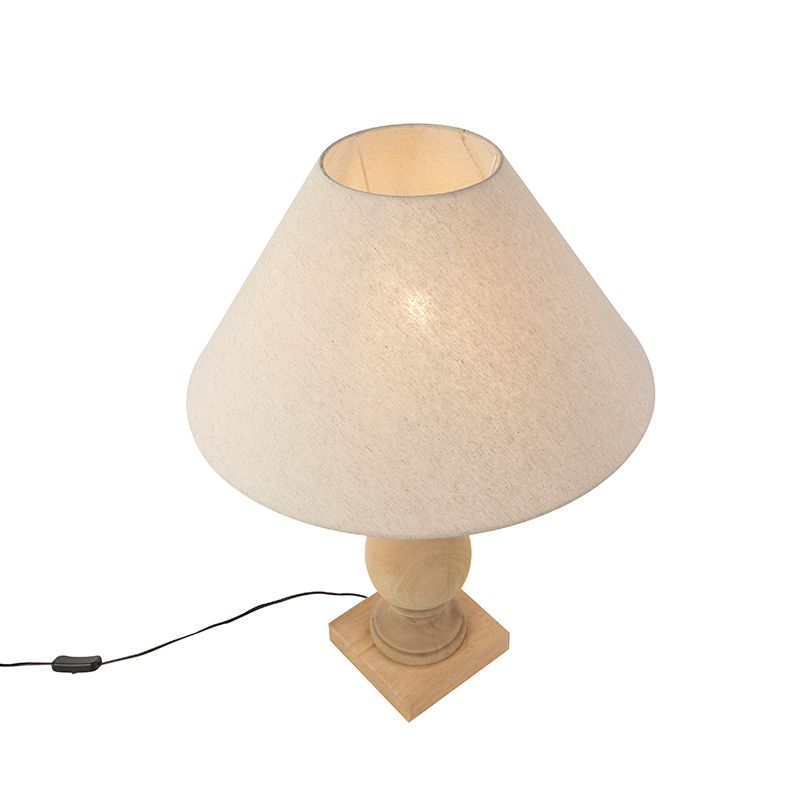Landelijke tafellamp met linnen kap beige 50 cm - Catnip