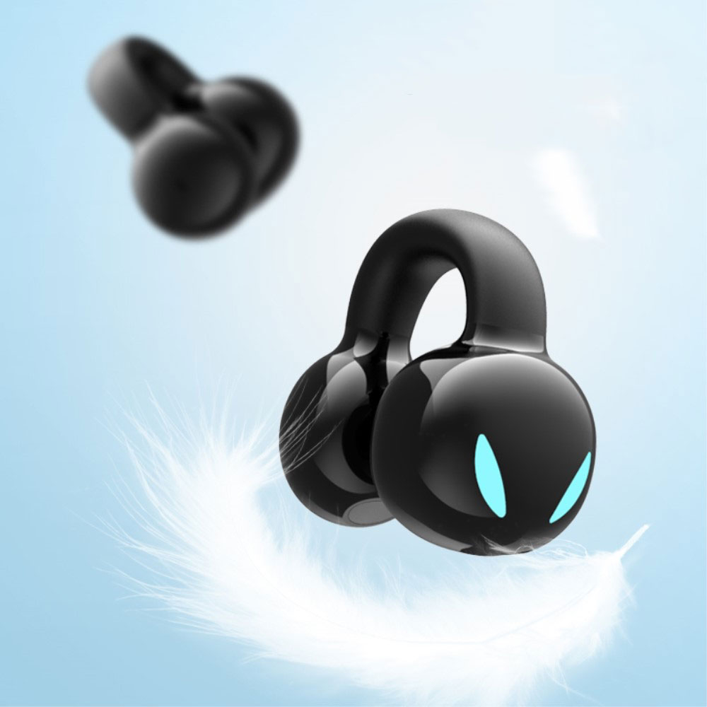 Ohrclip Wireless Bluetooth 5.3 Kopfhörer In-Ear Headset mit Noise Cancelling und bequemer Silikon Halterung (IPX5) - Schwarz