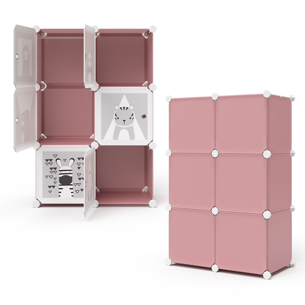Vicco Kleiderschrank Andy Kinder rosa modular 6 Fächer Kleiderstange Steckregal