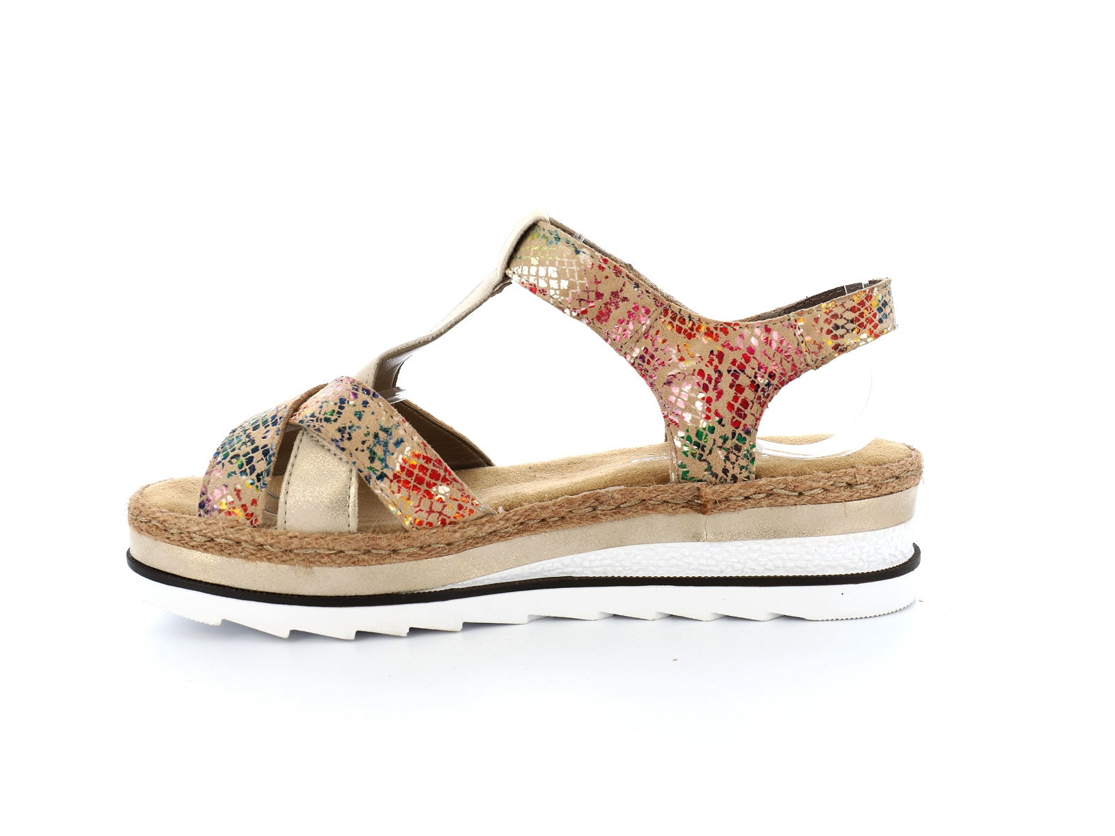 Rieker-V7919 Matières combinées Beige Or