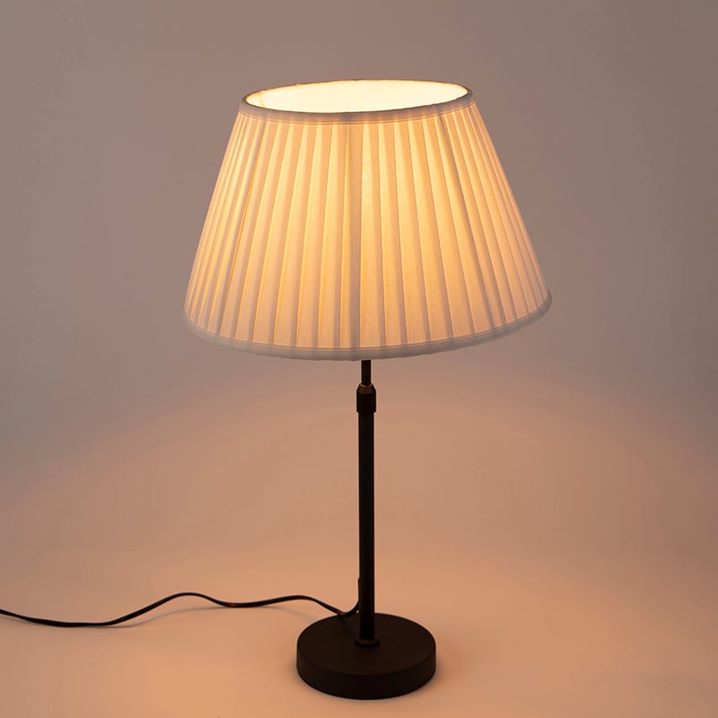 Tafellamp zwart met plisse kap crème 35 cm verstelbaar - Parte