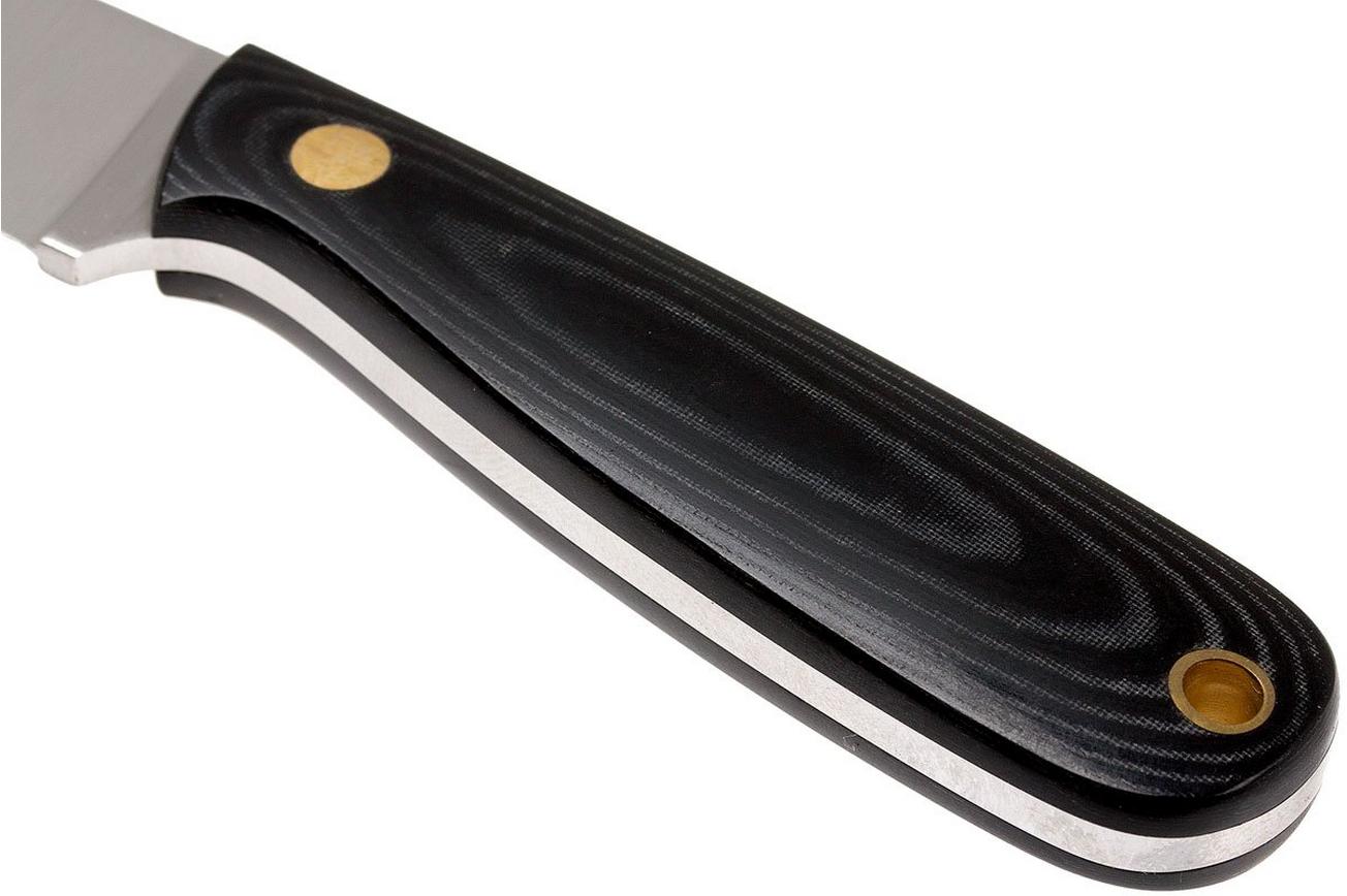 Brisa Necker 70, zwart micarta, lederen sheath 9803