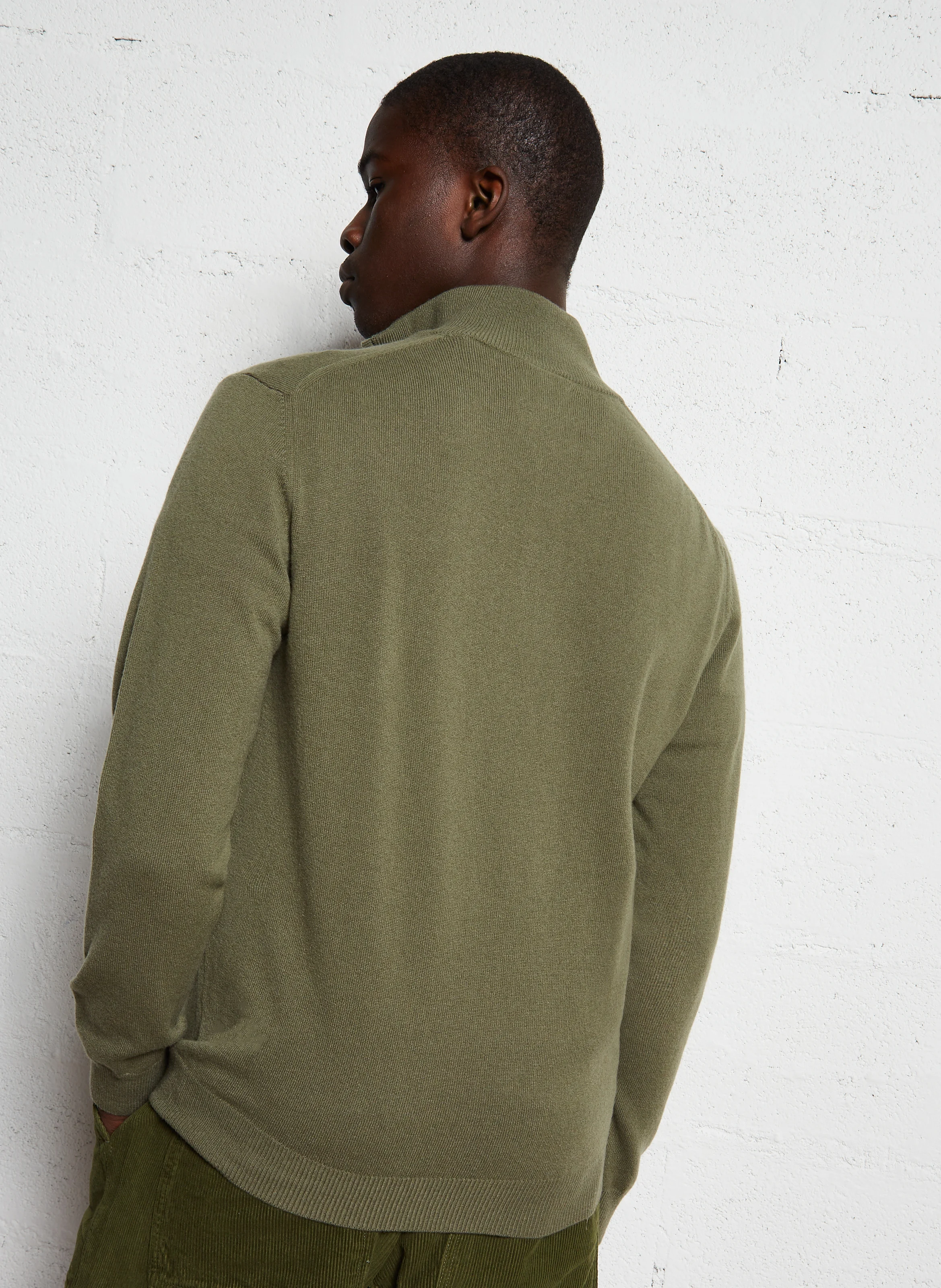 Pull col montant zippé en laine | Vert