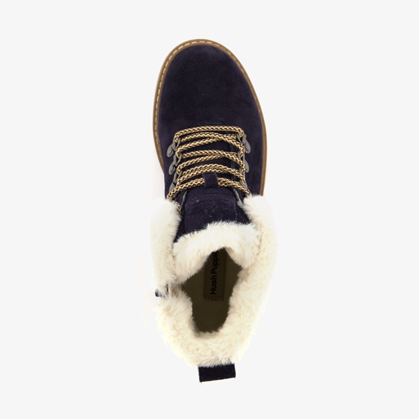 Hush Puppies suède dames veterboots blauw