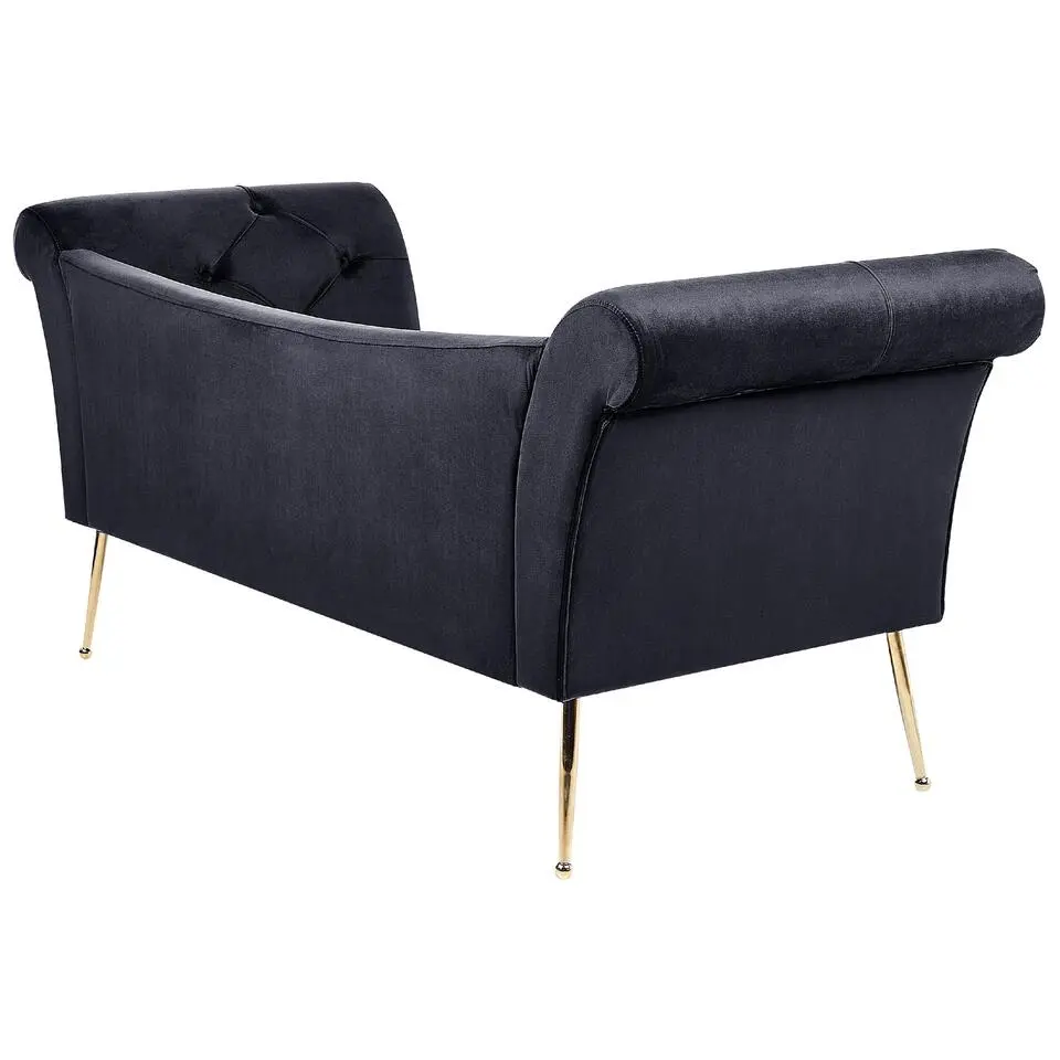 NANTILLY - Chaise longue - Zwart - Fluweel