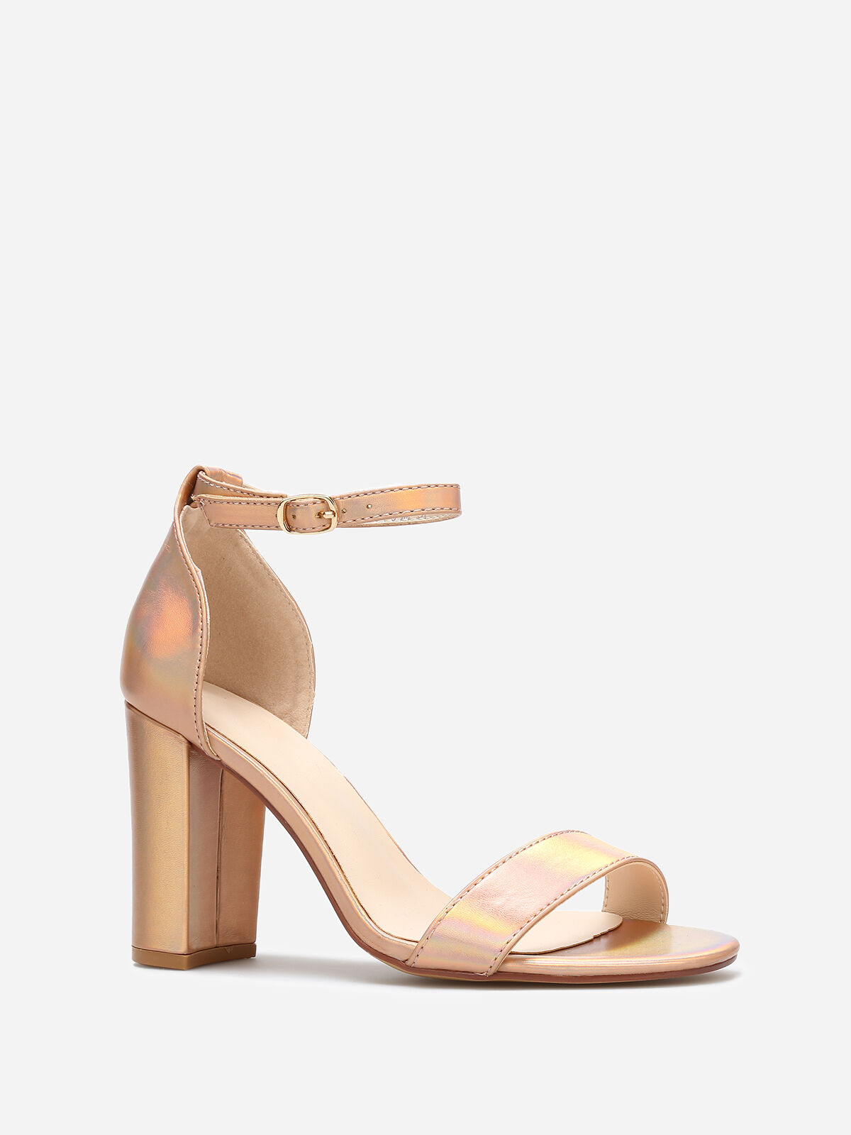 Sandales en simili à effet irisé- Doré rose