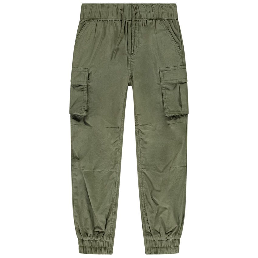 Pantalon cargo style parachute à poches pour garçon - Kaki