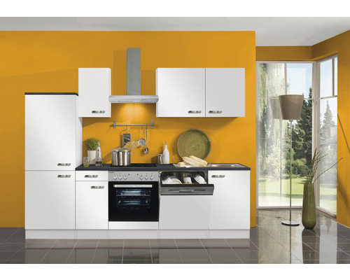 Optifit keukenblok met apparatuur Lagos286 270 cm wit glanzend gedemonteerde variant omkeerbaar KPLG 2742DE-9+