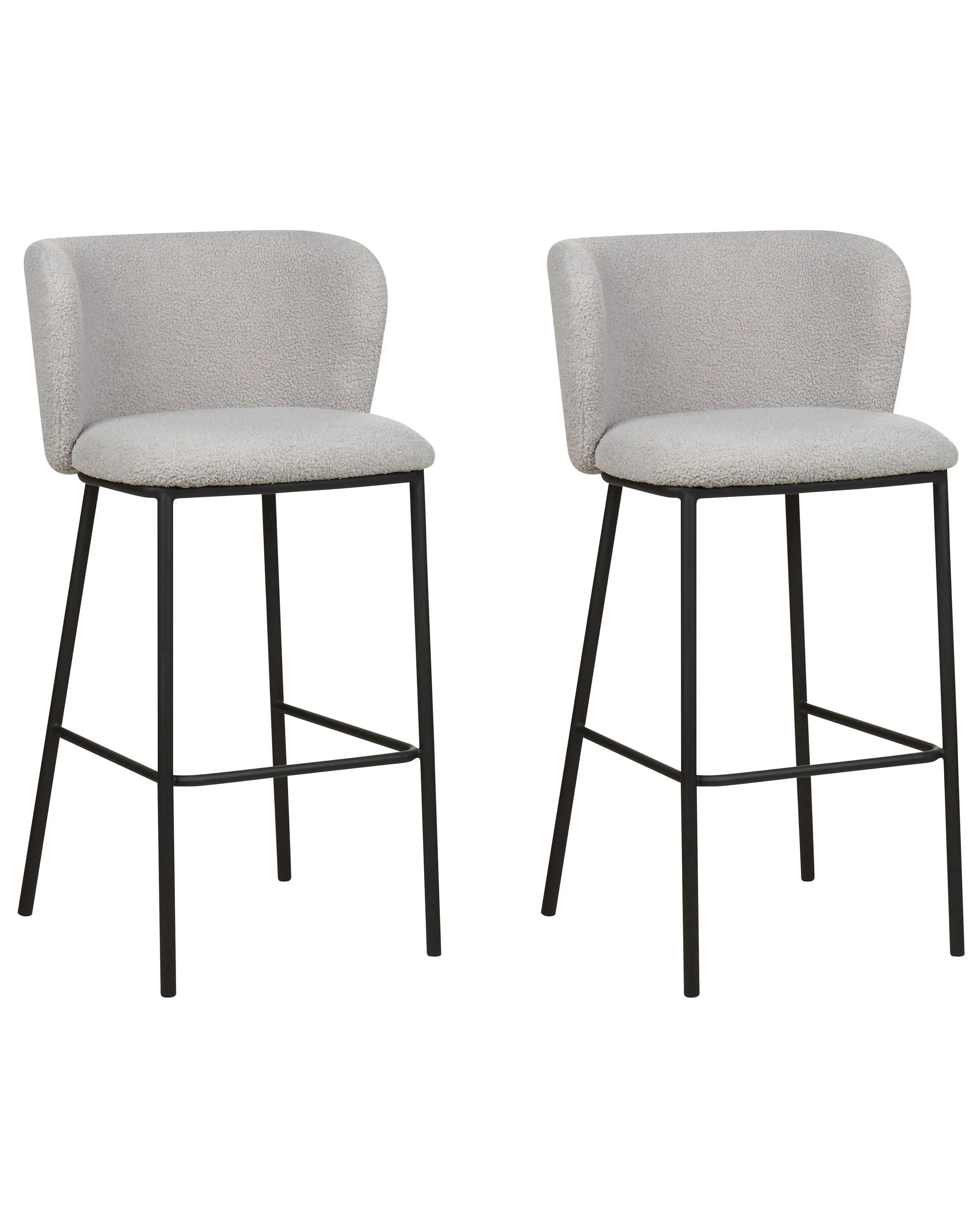 Set van 2 barstoelen MINA Bouclé Lichtgrijs