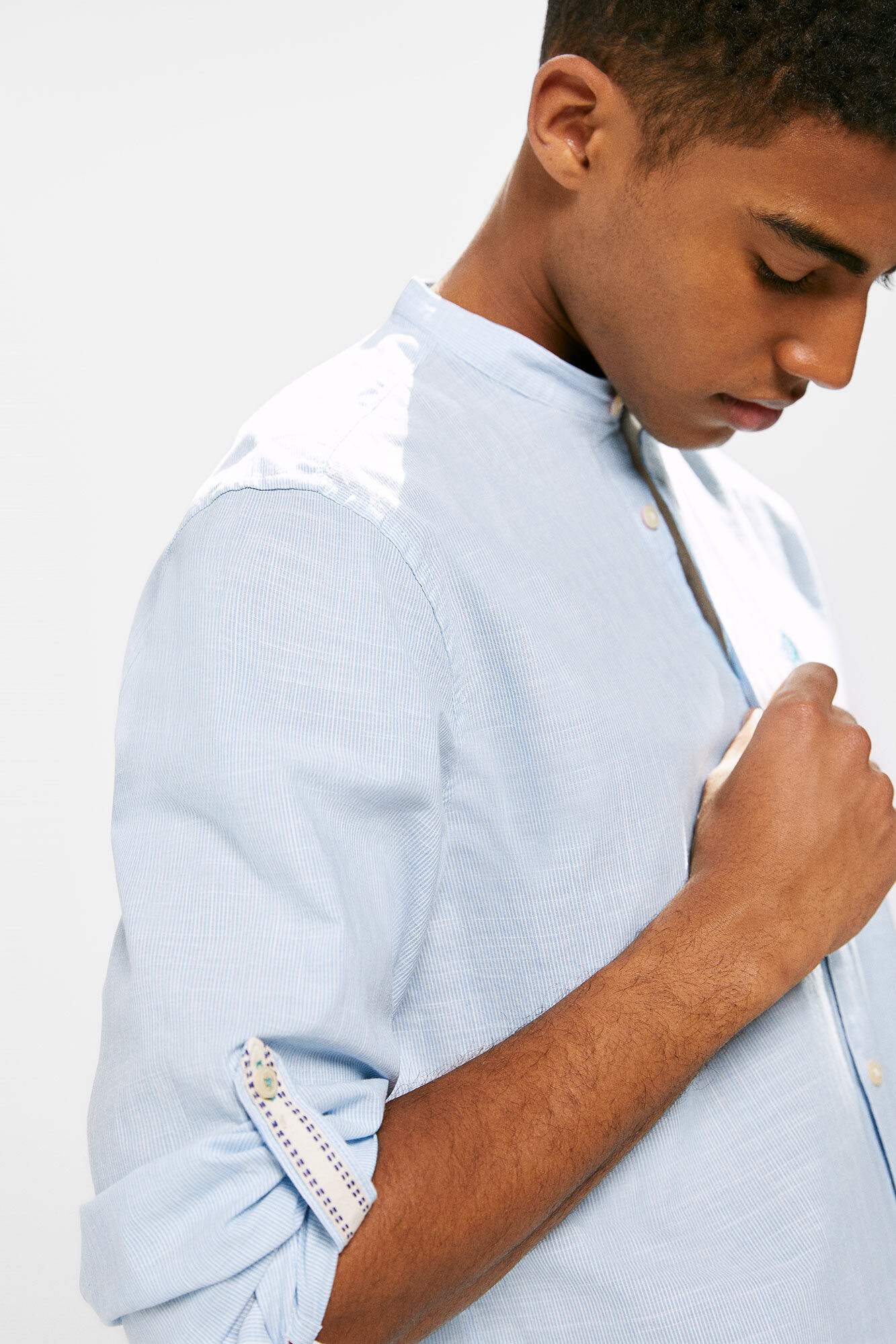 Camisa mandarim leve - azul