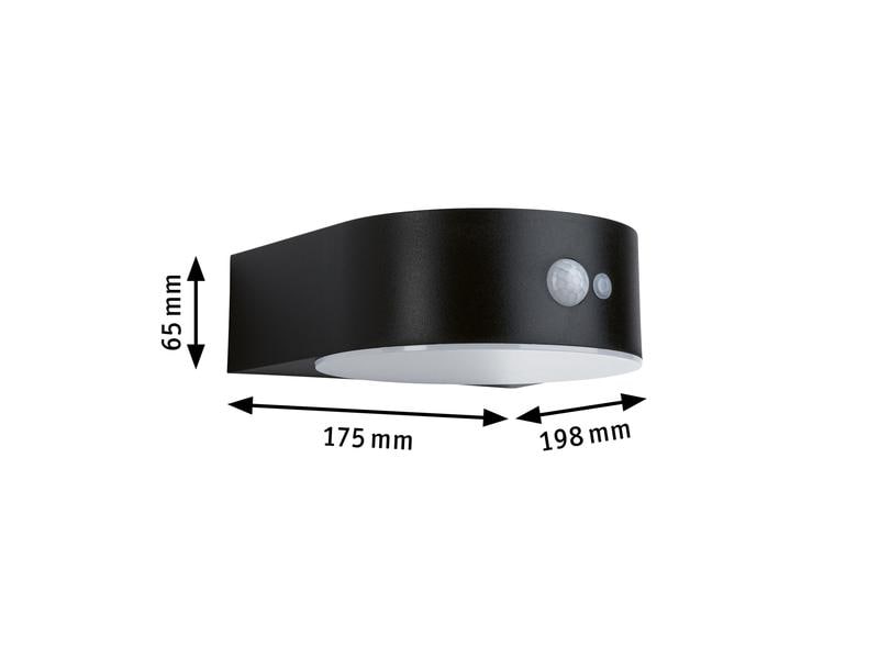 Paulmann Wandleuchte Solar Eileen, 2200K, Schwarz Sonnenbetriebene Leuchte ohne Stromkabel