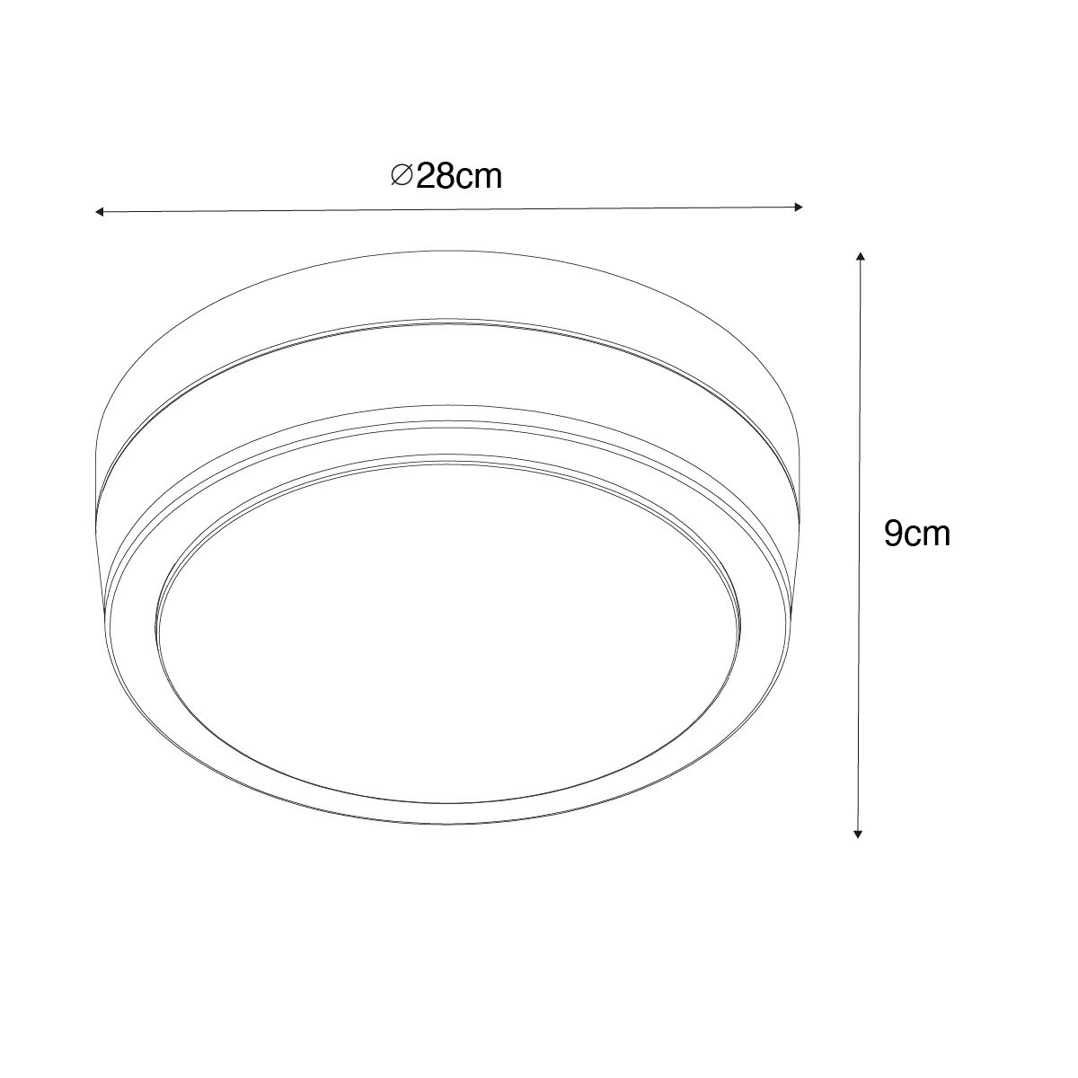 Moderne plafondlamp zwart 28 cm IP44  - Flavi