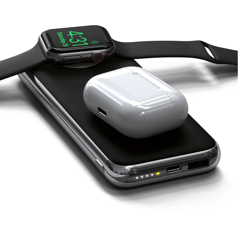 3in1 Quatro Powerbank 10000mAh Ladestation mit Magnet Dock Charger für Apple Watch (ST-UC10WPBM) - Schwarz